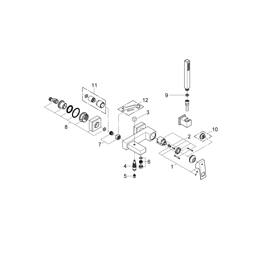 GROHE 23141000 - Vannas jaucējkrāns EUROCUBE DN 15, spīdīgs hroms