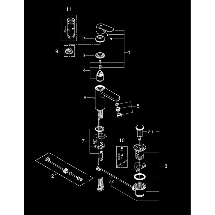 GROHE 23325000 - Izlietnes jaucējkrāns EUROSMART COSMOPOLITAN, izmērs M, hromēts