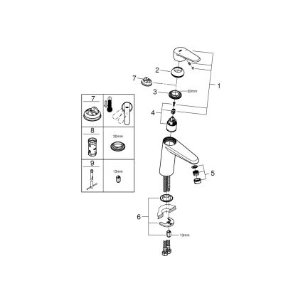 GROHE 23449002 - Izlietnes jaucējkrāns EURODISC COSMOPOLITAN, izmērs M, hromēts