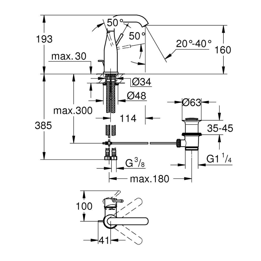 GROHE 23462DL1 - Izlietnes jaucējkrāns ESSENCE, izmērs M, vara apdare