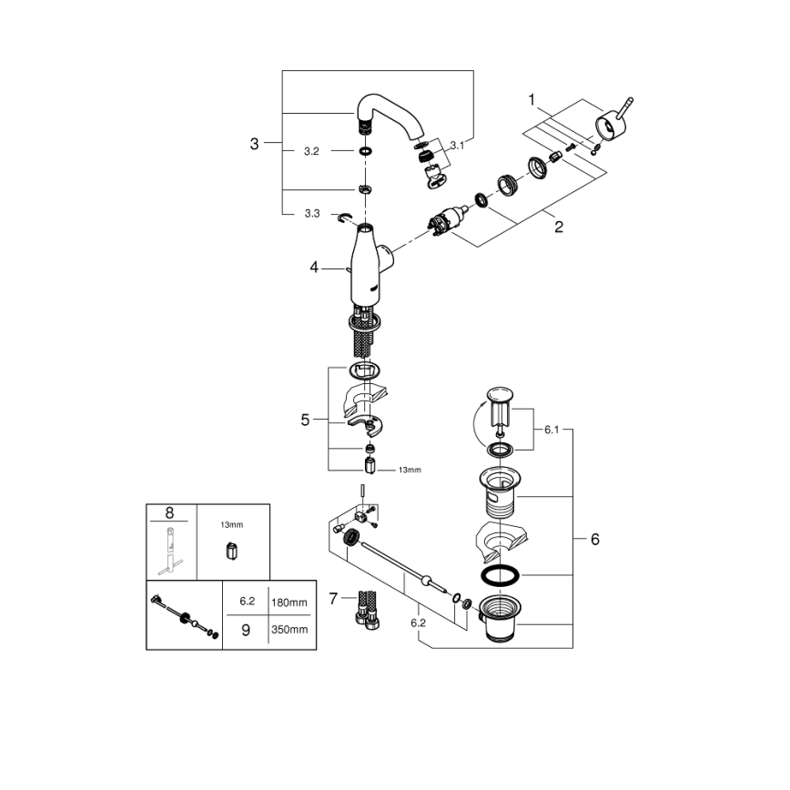 GROHE 23462GN1 - Izlietnes jaucēkrāns ESSENCE DN 15, M izmērs, zelta krāsa