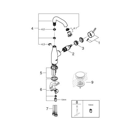 GROHE 23463001 - Izlietnes jaucējkrāns ESSENCE, izmērs M, spīdīgs hromēts pārklājums