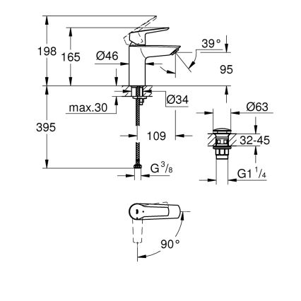 GROHE 23551002 - Izlietnes jaucējkrāns START, izmērs S, spīdīgs hroms