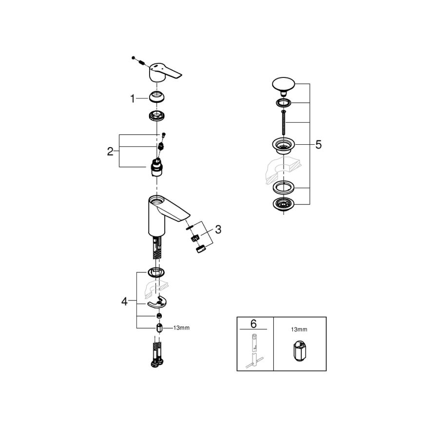 GROHE 23551002 - Izlietnes jaucējkrāns START, izmērs S, spīdīgs hroms