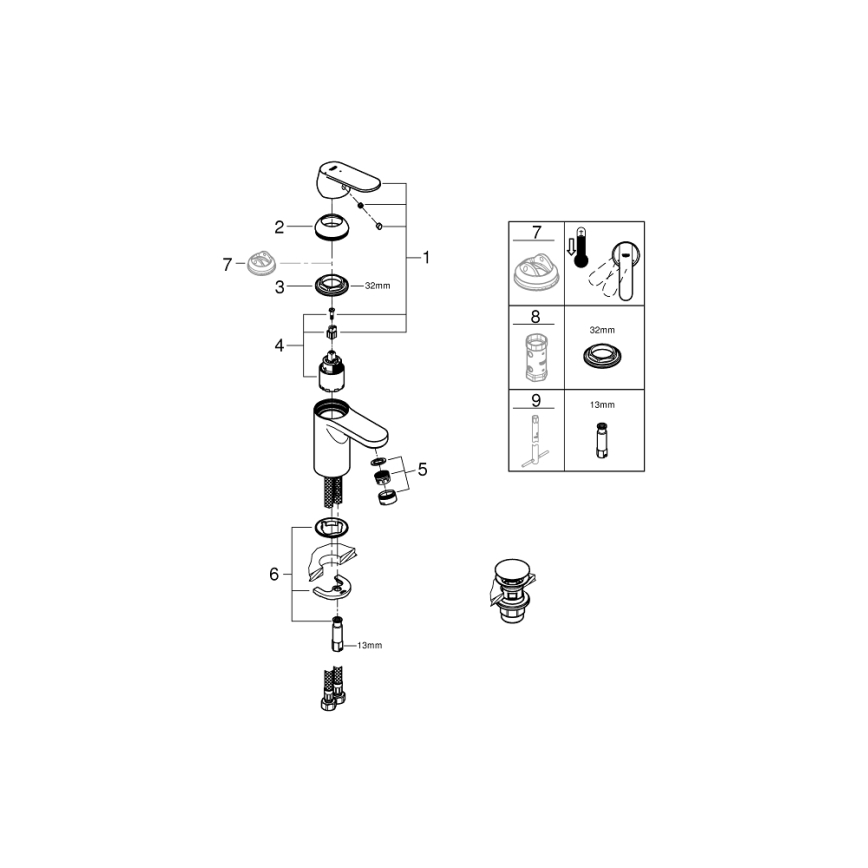 GROHE 23586000 - Izlietnes jaucējkrāns GET, izmērs S, spīdīgs hroms
