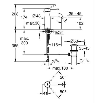 GROHE 23589GL1 - Izlietnes jaucējkrāns ESSENCE DN 15 zelta