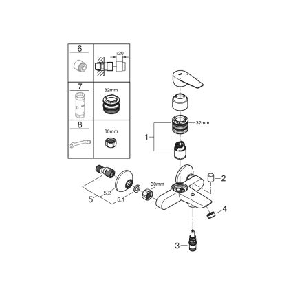 GROHE 23605001 - Vannas jaucējkrāns BAUEDGE 150±15 mm spīdīgs hroms