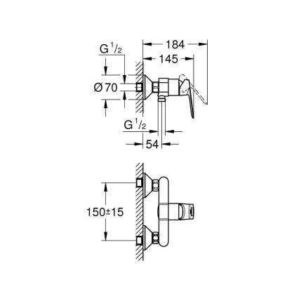 GROHE 23634000 - Dušas jaucējkrāns BAULOOP DN 15, glancēts hroms