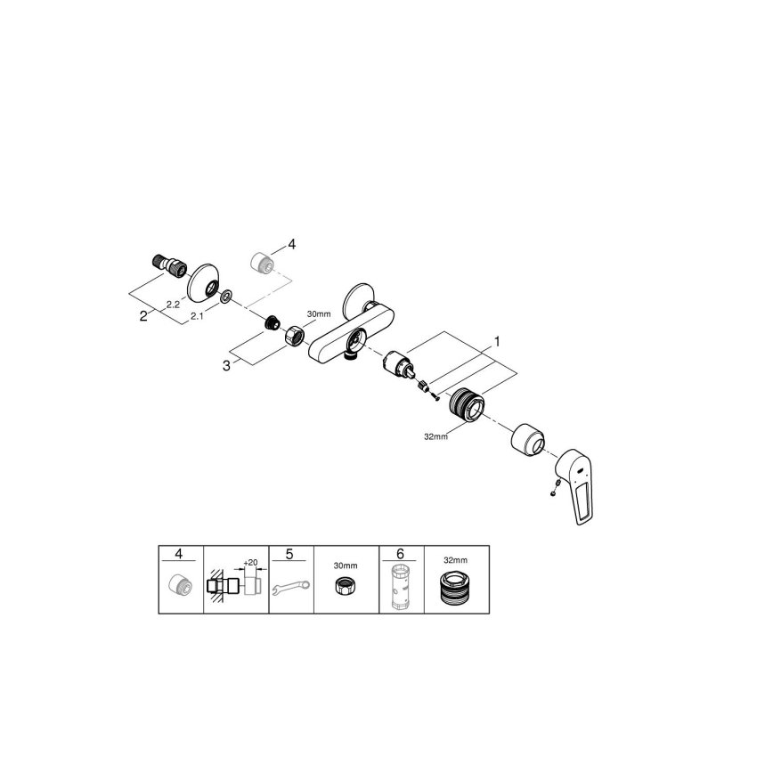 GROHE 23634001 - Dušas jaucējkrāns DN 15 ar spīdīgu hroma pārklājumu