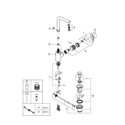 GROHE 23739002 - Izlietnes jaucējkrāns CONCETTO 291 mm spīdīgs hroms
