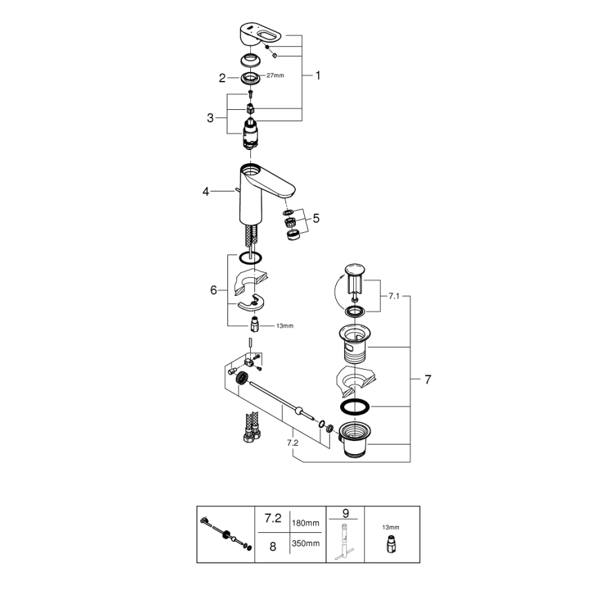 GROHE 23762000 - izlietnes jaucējkrāns BAULOOP DN 15, spīdīgs hroms
