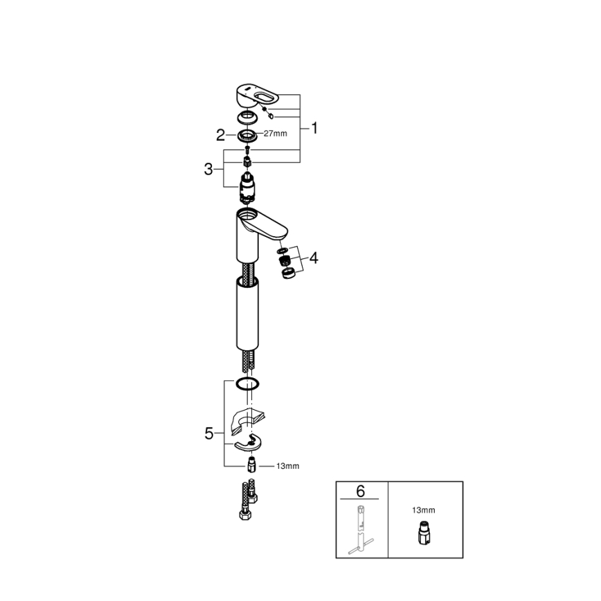 GROHE 23764000 - Izlietnes jaucējkrāns BAULOOP DN 15 spīdīgs hroms