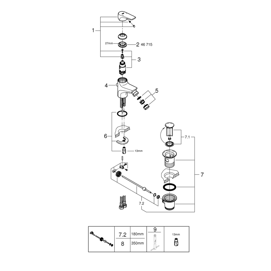 GROHE 23770000 - Bidē jaucējkrāns START FLOW spīdīgs hroms