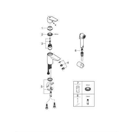 GROHE 23773001 - Izlietnes jaucējkrāns START EDGE, izmērs S, spīdīgs hroms