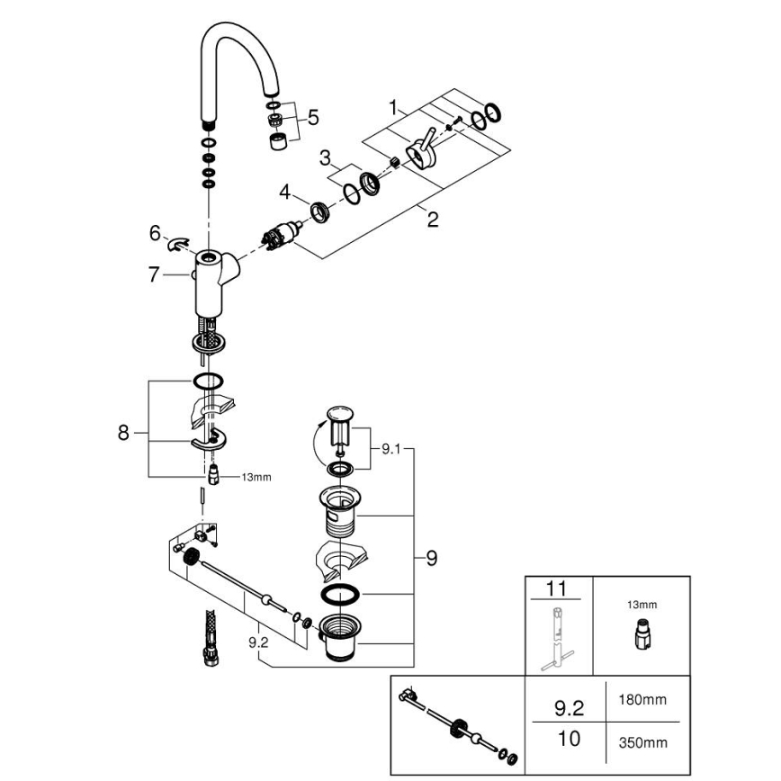 GROHE 23783000 - izlietnes jaucējkrāns START CLASSIC, 311 mm, spīdīgs hroms
