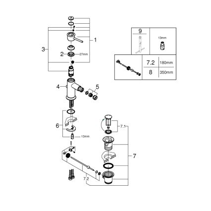 GROHE 23785000 - Bidē jaucējkrāns START CLASSIC spīdīgs hroms