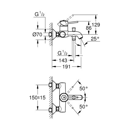 GROHE 23787000 - Vannas jaucējkrāns START CLASSIC DN 15 spīdīgs hroms
