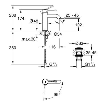 GROHE 23797001 - Izlietnes jaucējkrāns ESSENCE, izmērs S, spīdīgs hroms