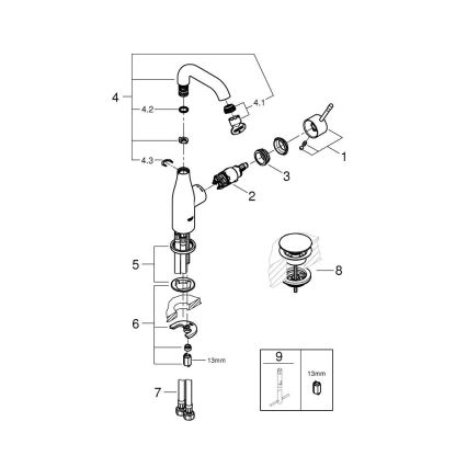 GROHE 23798001 - Izlietnes jaucējkrāns ESSENCE DN 15, izmērs M, spīdīgs hroms
