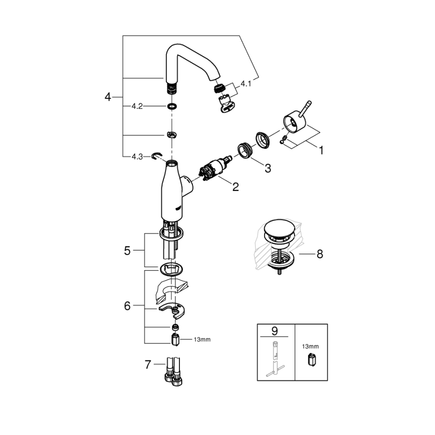 GROHE 23799001 - izlietnes jaucējkrāns ESSENCE, izmērs L, spīdīgs hroms
