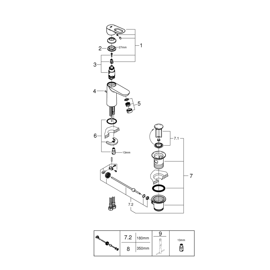 GROHE 23803000 - Izlietnes jaucējkrāns EUROSMART spīdīgs hroms