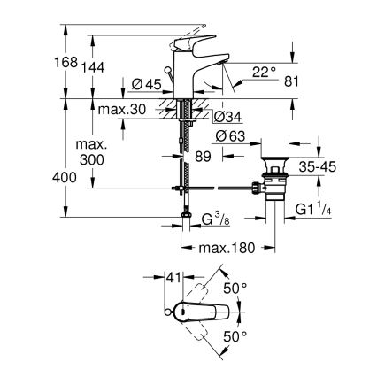 GROHE 23809000 - izlietnes jaucējkrāns START FLOW DN 15, spīdīgs hroms