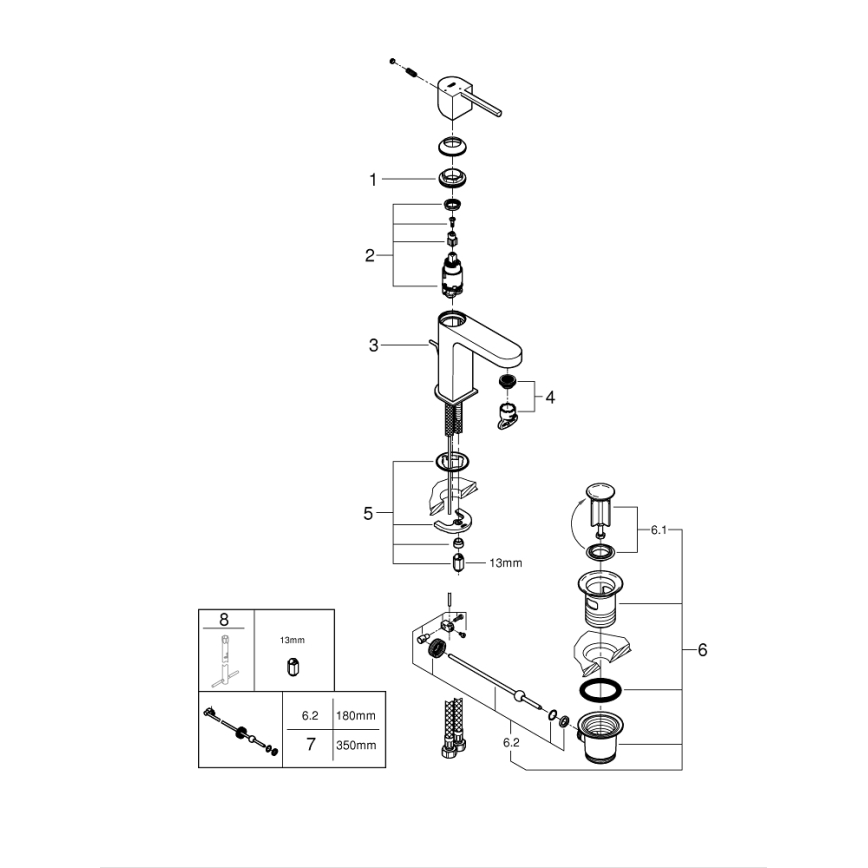 GROHE 23870003 - Izlietnes jaucējkrāns PLUS, izmērs S, spīdīgs hroms