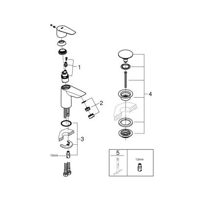GROHE 23900001 - Izlietnes jaucējkrāns START EDGE izmērs S spīdīgs hroms