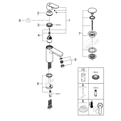 GROHE 23926000 - Izlietnes jaucējkrāns DN 15, izmērs M, spīdīgs hroms