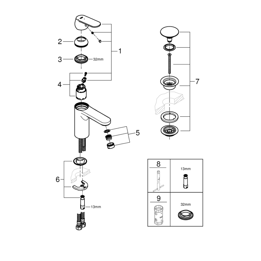 GROHE 23928000 - Izlietnes jaucējkrāns DN 15, izmērs M, spīdīgs hroms
