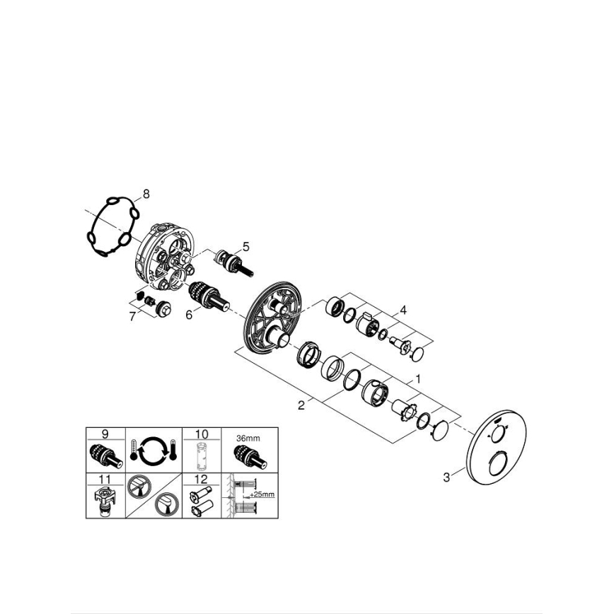 GROHE 24076000 - Termostatiskais dušas jaucējkrāns GROHTHERM, spīdīgs hroms