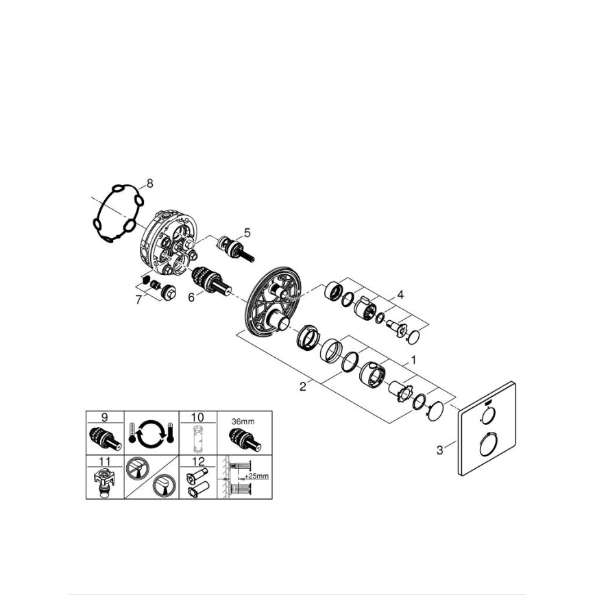 GROHE 24078000 - Termostatiskais dušas jaucējkrāns GROHTHERM, glancēts hroms