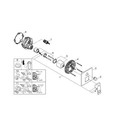 GROHE 24094000 - EUROCUBE jaucējkrāns ar trīsceļu pārslēdzēju, spīdīgi hromēts