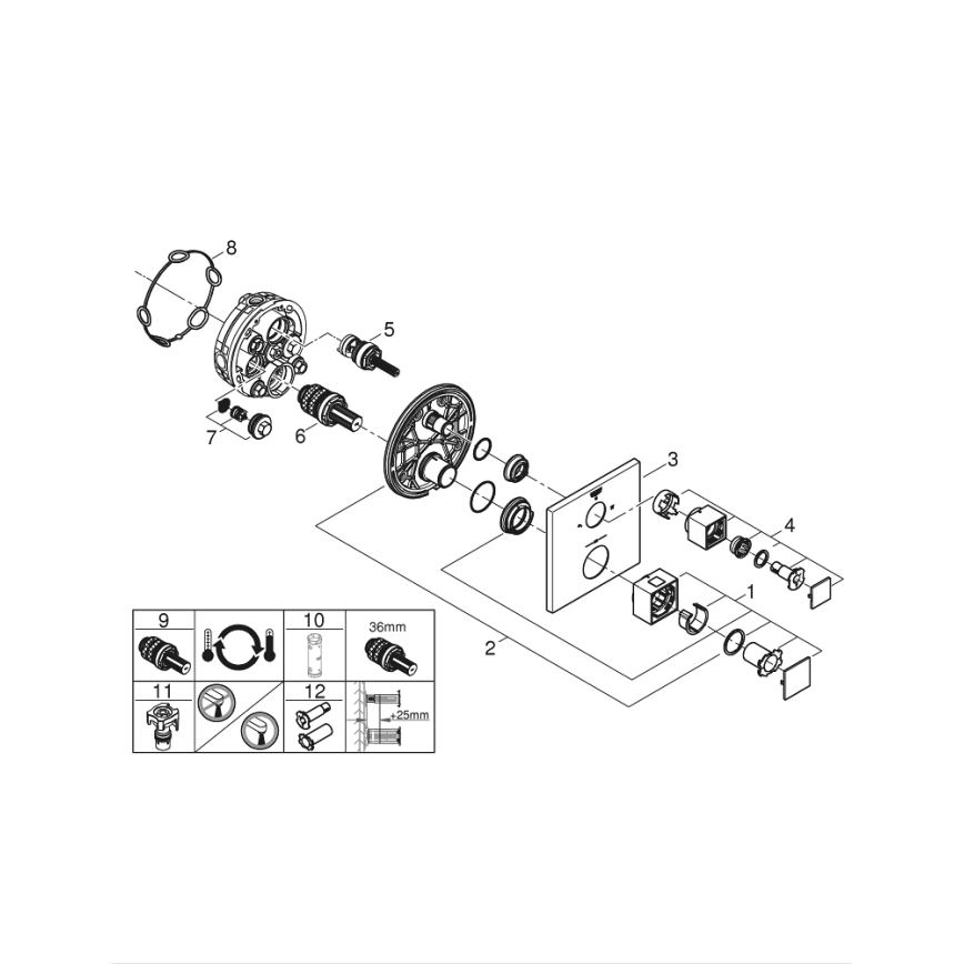 GROHE 24154000 - Termostatiskais jaucējkrāns GROHTHERM CUBE, spīdīgs hroms