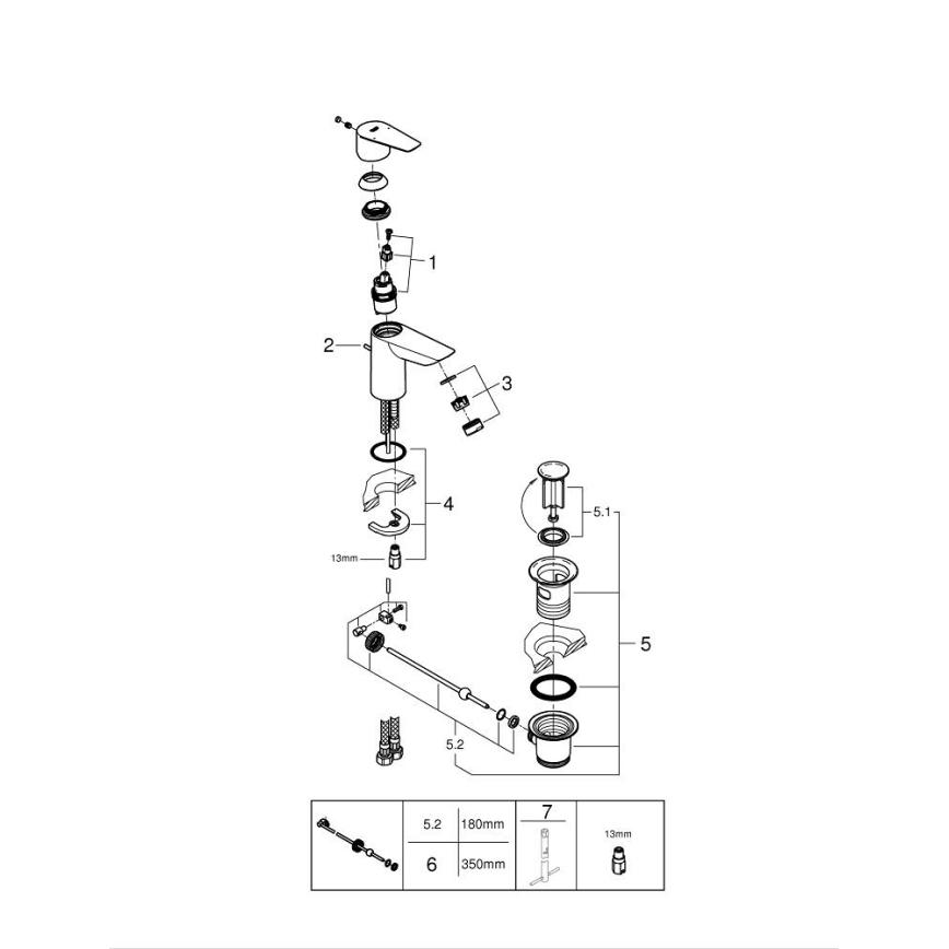 GROHE 24196001 - Izlietnes jaucējkrāns START, izmērs S, spīdīgs hroms