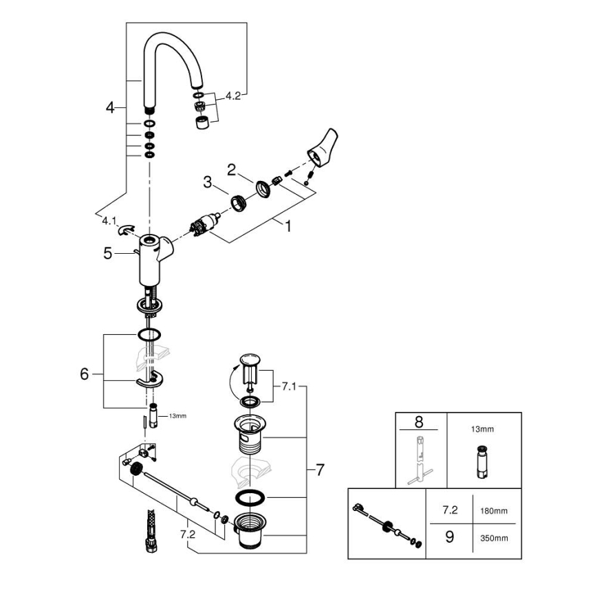 GROHE 242032432 - Izlietnes jaucējkrāns START 311 mm melns