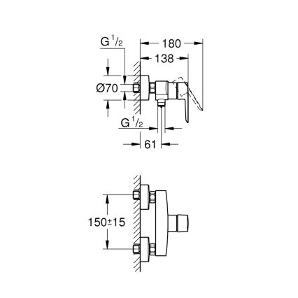 GROHE 24208002 - START sienas dušas jaucējkrāns DN 15, spīdīgs hroms