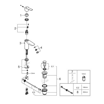 GROHE 242092432 - Izlietnes jaucējkrāns QUICKFIX START 165 mm melns