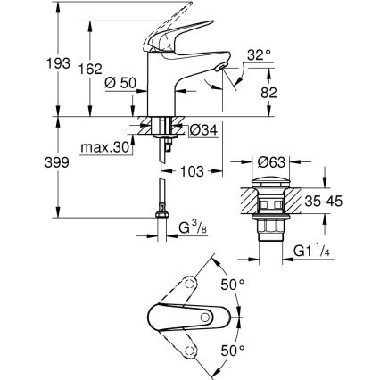GROHE 24318001 - Izlietnes jaucējkrāns SWIFT 162 mm ar spīdīgu hroma apdari