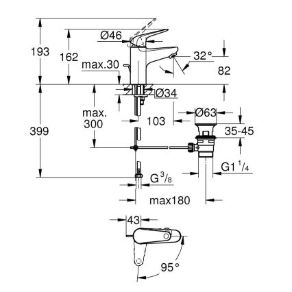 GROHE 24322001 - Izlietnes jaucējkrāns SWIFT, DN 15, spīdīgs hroms