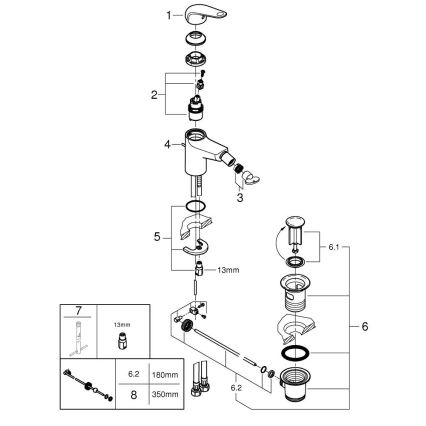 GROHE 24332001 - Bidē jaucējkrāns SWIFT 146 mm spīdīgs hroms