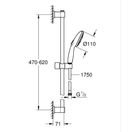 GROHE 26032001 - Dušas komplekts VITALIO START 110 600 mm spīdīgs hroms
