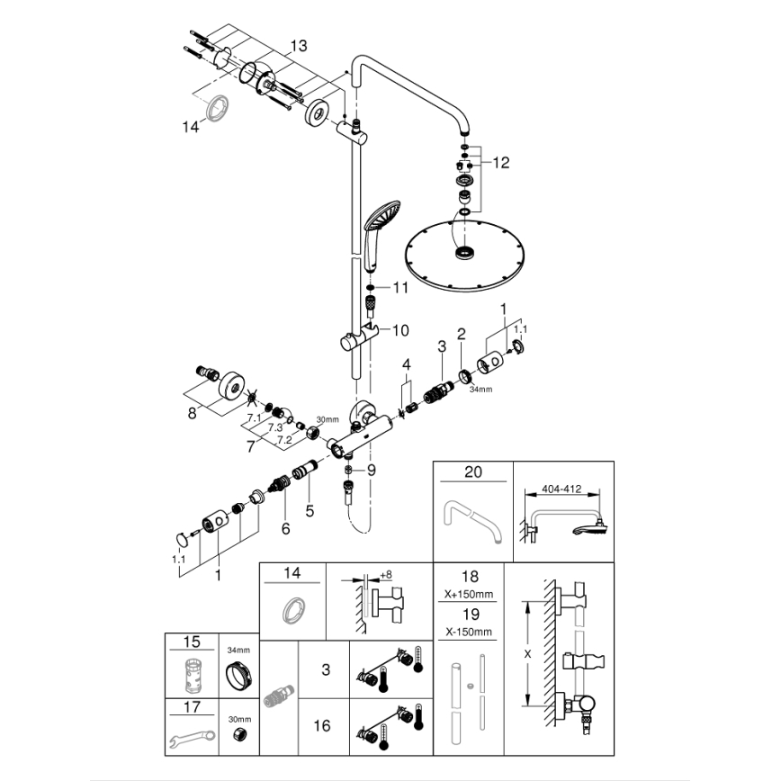 GROHE 26075AL0 - Dušas sistēma EUPHORIA SYSTEM 310 450 mm grafīts