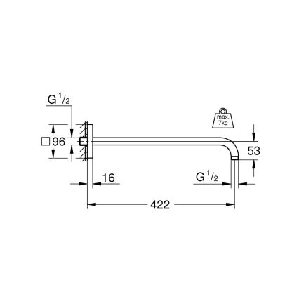 GROHE 26145000 - Dušas roka RAINSHOWER 422 mm spīdīgs hroms