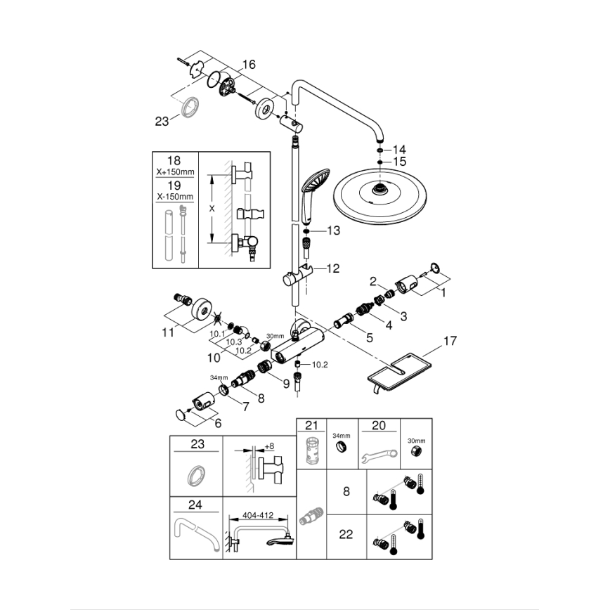 GROHE 26401001 - Dušas sistēma VITALIO JOY SYSTEM 310, spīdīgs hroms