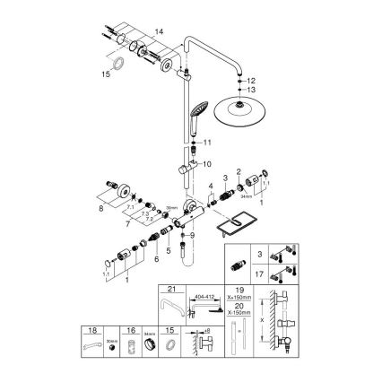 GROHE 26403001 - Dušas sistēma VITALIO JOY 260, 450 mm, spīdīgs hroms