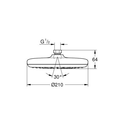 GROHE 26410000 - Dušas galva TEMPESTA 210 mm, spīdīgs hroms