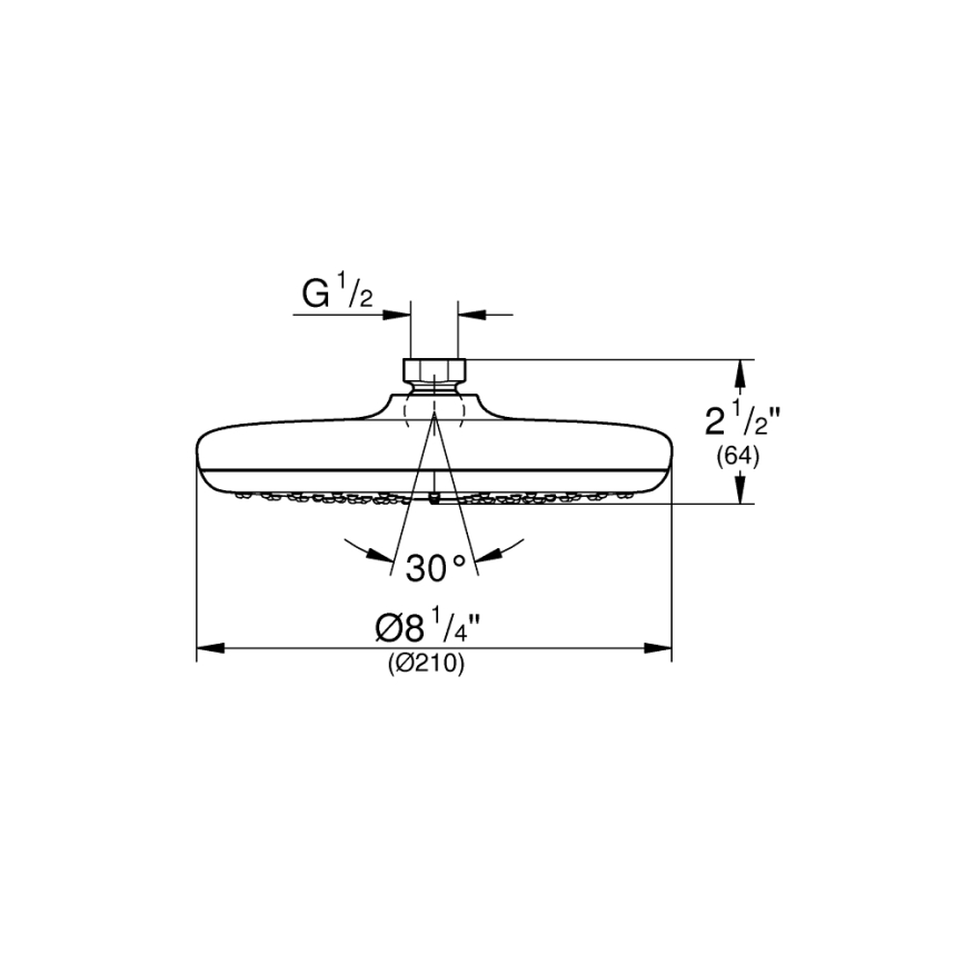 GROHE 26410000 - Dušas galva TEMPESTA 210 mm, spīdīgs hroms