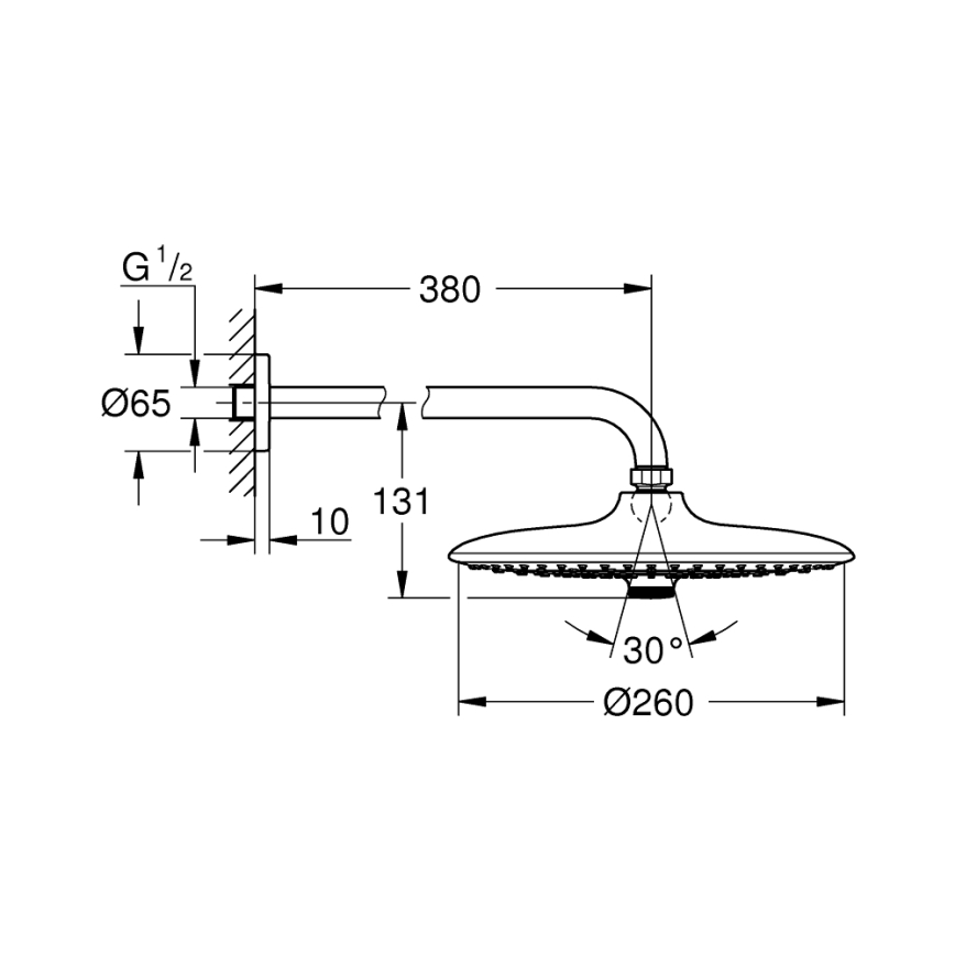 GROHE 26459000 - Dušas galva EUPHORIA 260, 380 mm, spīdīgs hroms