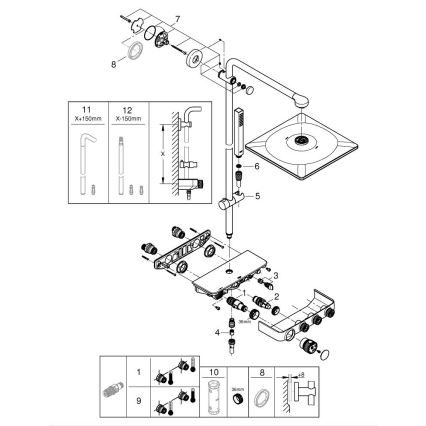 GROHE 26508000 - Dušas sistēma EUPHORIA SMARTCONTROL 310 CUBE spīdīgs hroms